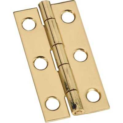 National 1 In. x 2 In. Brass Narrow Decorative Hinge (2-Pack)