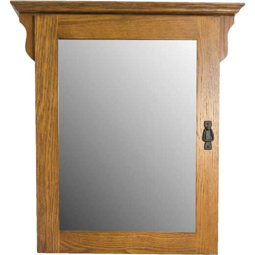 CraftMark Craftsmen Estate American Oak 30 In. W x 32 In. H x 6 In. D Single Mirror Surface Mount Medicine Cabinet