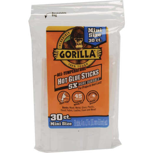  Gorilla 4 In. Mini Clear Hot Melt Glue (30-Pack)