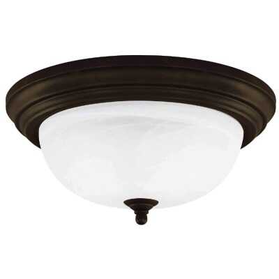 Home Impressions 11 In. Oil Rubbed Bronze Incandescent Flush Mount Ceiling Light Fixture